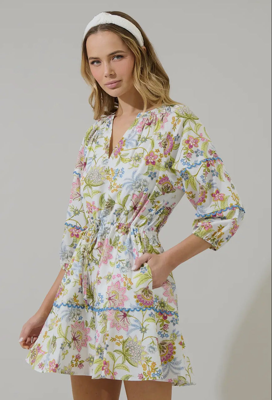 Pany Floral | Darrian Split Neck | Mini Dress Pany Floral | Darrian Split Neck | Mini Dress