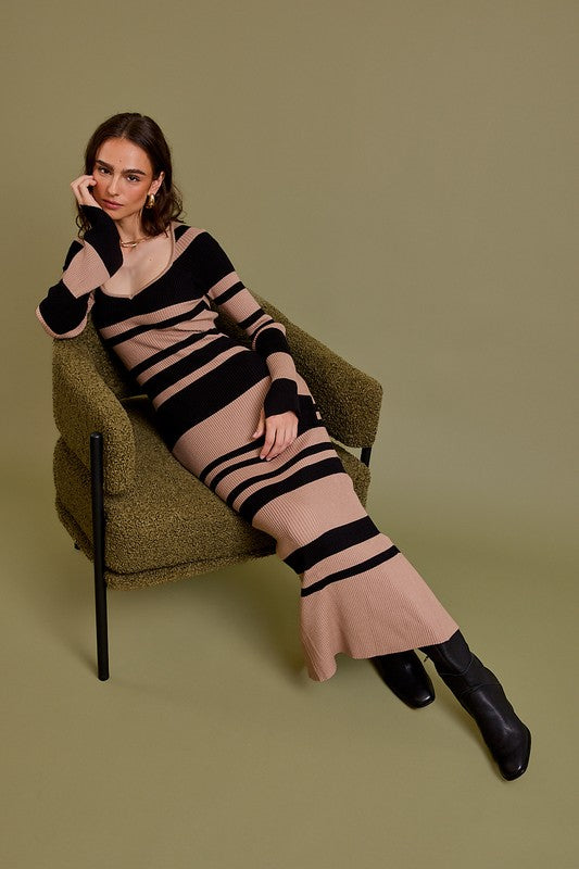 Striped Pencil Dress| Maxi