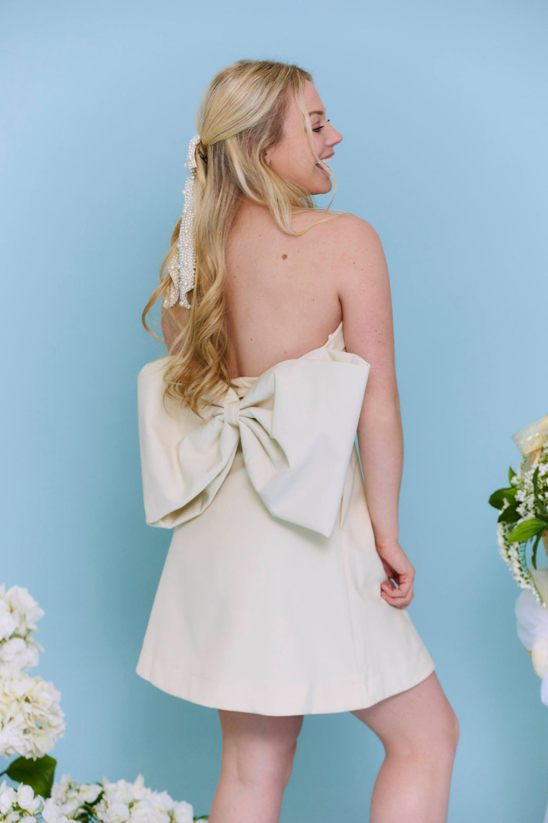 Mine Forever Bow Detail Tube Dress - Beige Wight Elephant Boutique Mine Forever Bow Detail Tube Dress - Beige Wight Elephant Boutique
