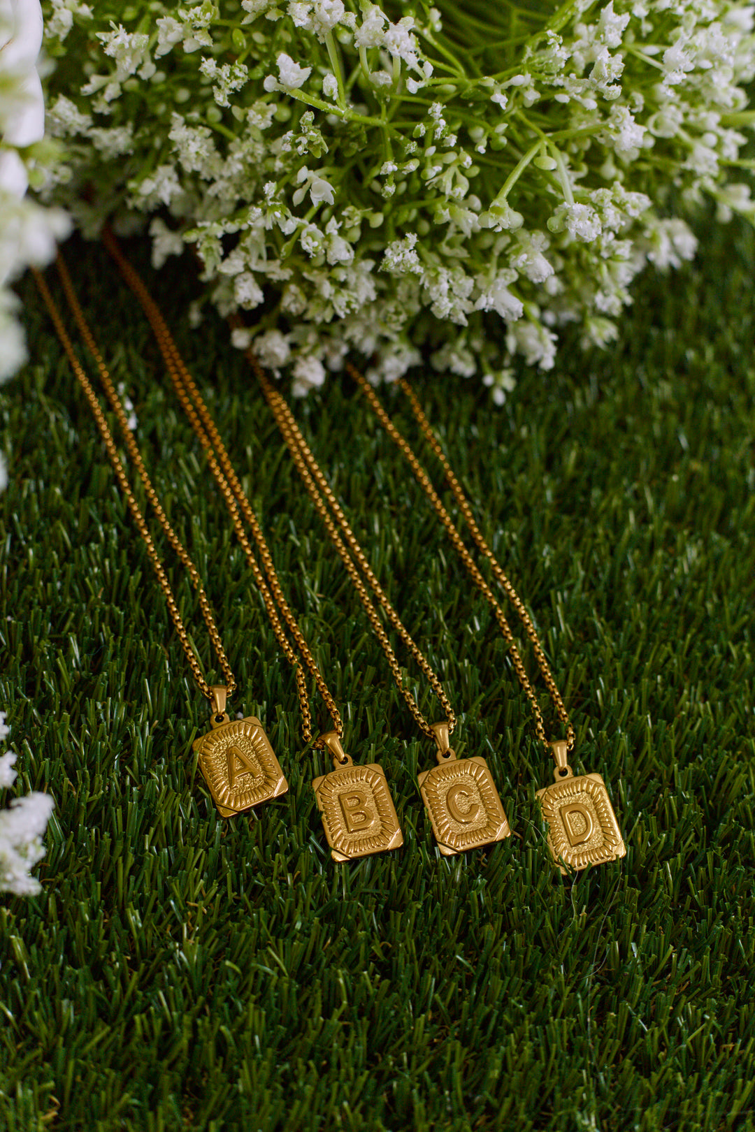 18K Gold Plated Long Initial Pendant Necklace – Wight Elephant